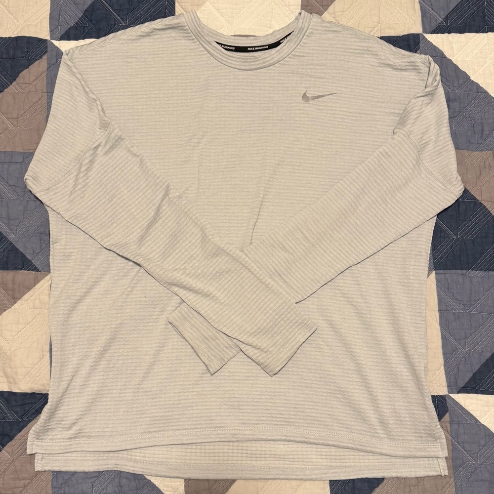 Nike Light Gray Long Sleeve Running Top
